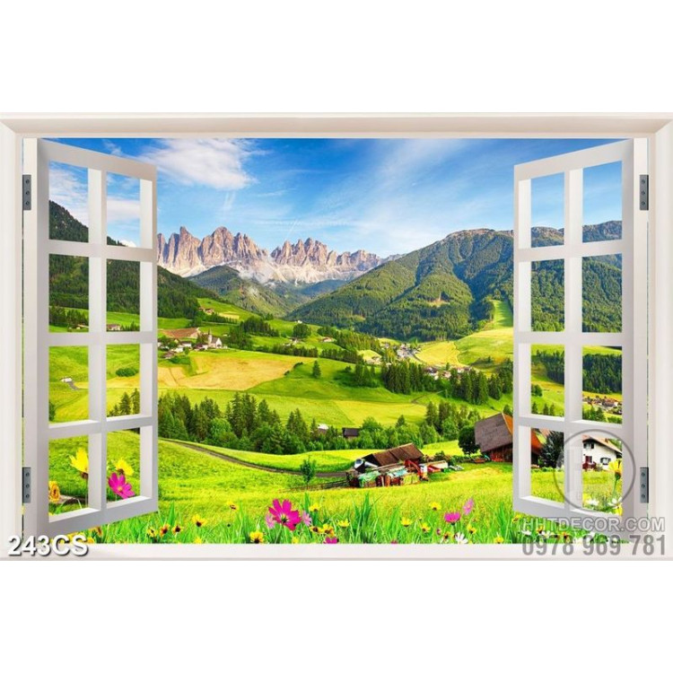 Tranh cửa sổ bên thung lũng đẹp nghệ thuật