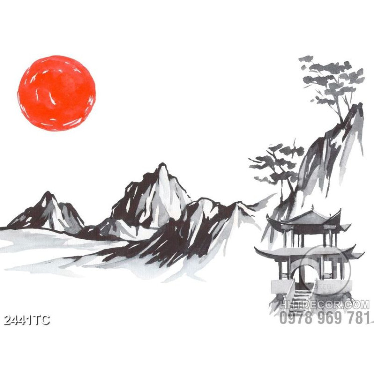Tranh núi và ngôi chùa