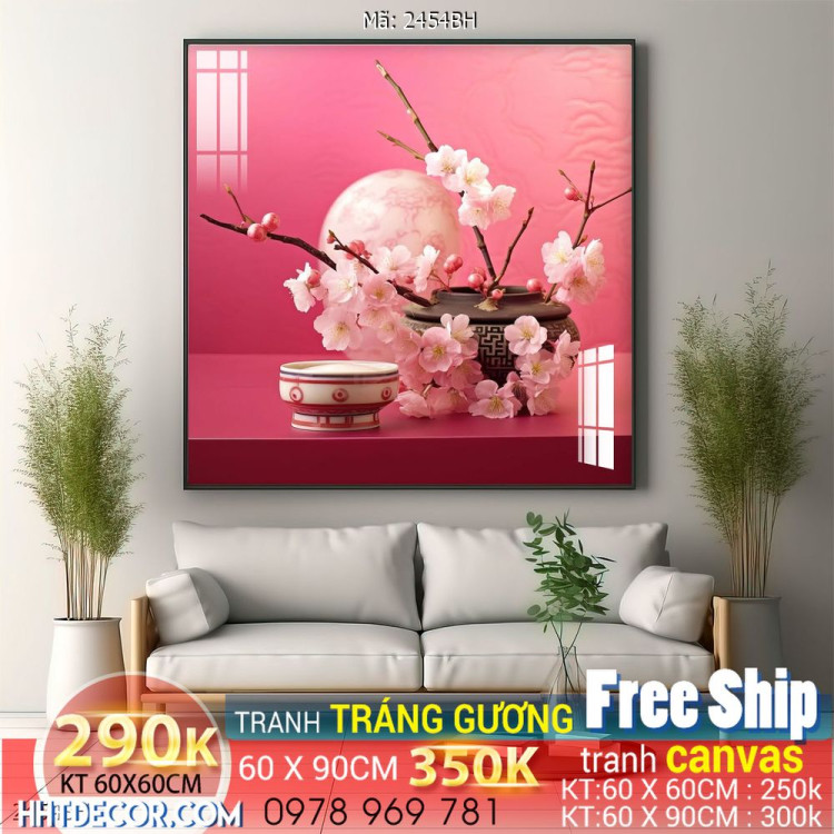 Tranh bình hoa đẹp decor trang trí tường