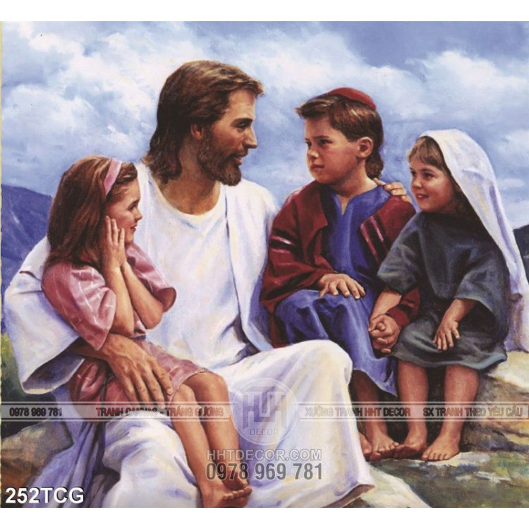 Tranh công giáo Chúa giê-su và trẻ em