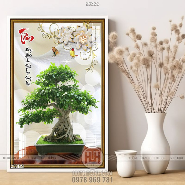Tranh bonsai japan tạo kiểu ấn tượng