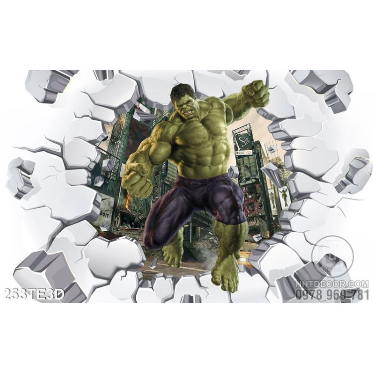 Tranh trẻ em 3D người khổng lồ xanh Hulk