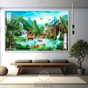 Tranh psd phong cảnh sơn thủy decor wall