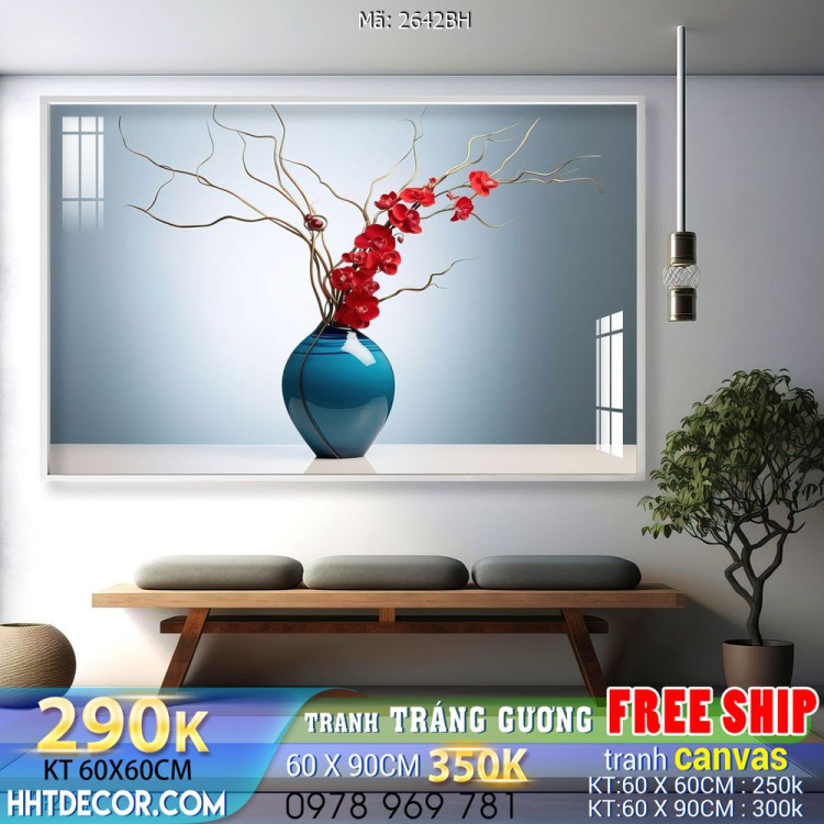 Tranh bình hoa đẹp decor trang trí tường