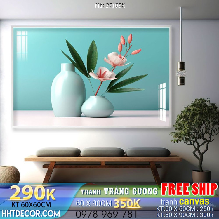 Tranh bình hoa decor đẹp decor tường nhà trang trí