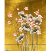 Tranh sơn dầu nghệ thuật những bông hoa sen xinh đẹp 