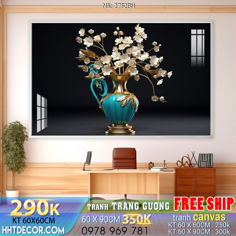 Tranh bình hoa đẹp decor trang trí tường