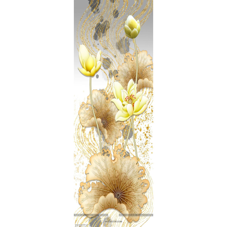 Tranh hoa sen cá chép vàng khoe sắc trong dòng nước mát