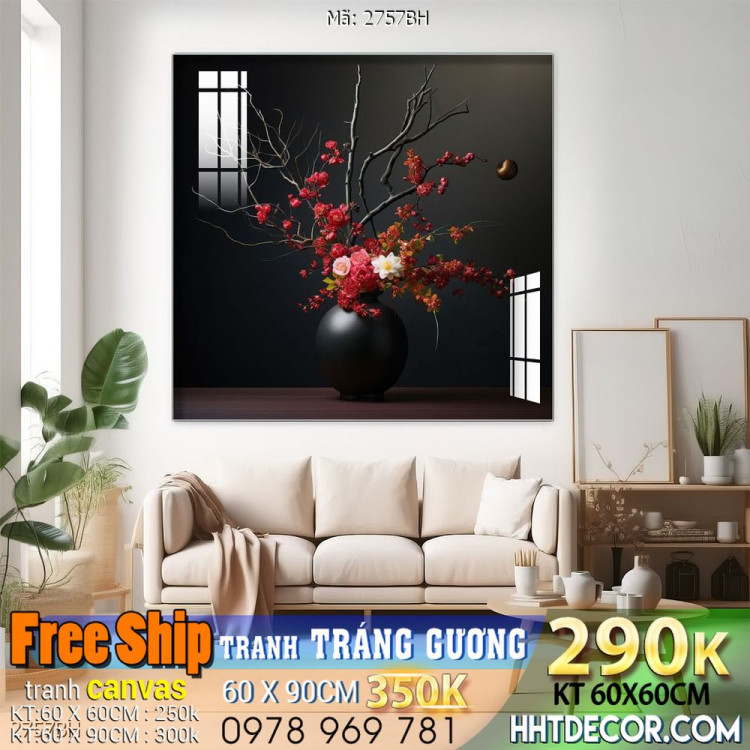 Tranh bình hoa decor nghệ thuật mẫu mới nhất