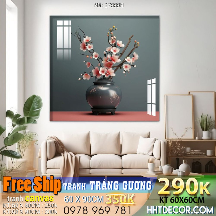 Mẫu tranh bình hoa nghệ thuật decor tường 