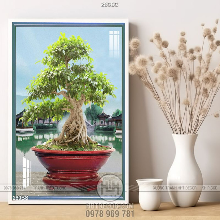 Chậu bonsai đỏ nghệ thuật lớn