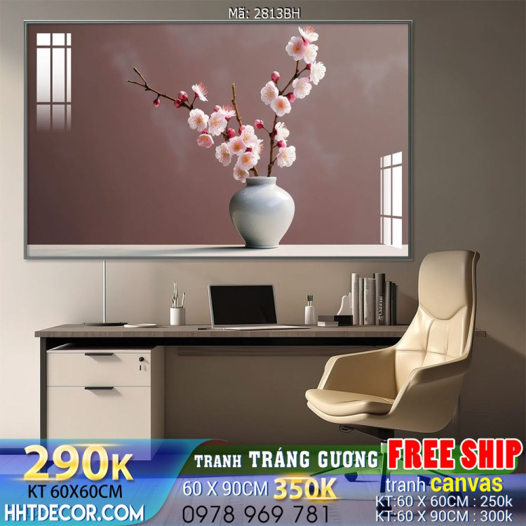 Mẫu tranh bình hoa nghệ thuật decor trang trí tường