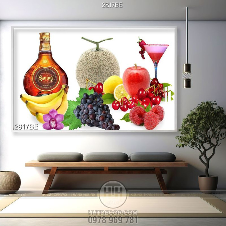Tranh rượu và trái cây