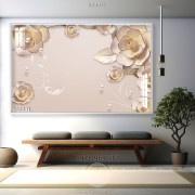 Tranh lụa 3D hoa hồng trang trí tường mới nhất