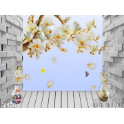 Tranh 3D khung cửa in hoa mộc lan đẹp file gốc 