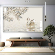 Tranh 3D chim thiên nga trang trí phòng khách