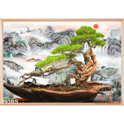 Tranh bonsai nghệ thuật hình con thuyền