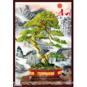 Tranh bonsai độc đáo chữ an năm mới