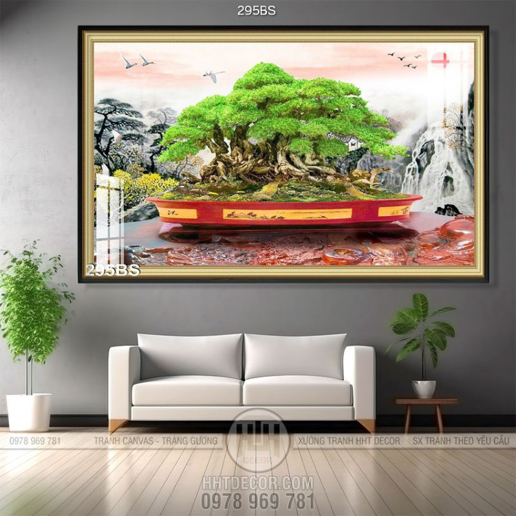 Tranh bonsai 2020 nghệ thuật in gạch