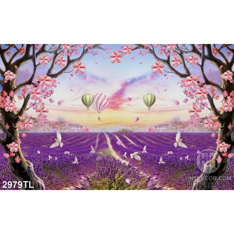 Tranh hoa Lavender trang trí phòng ngủ