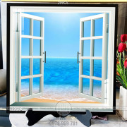 Tranh 3D cửa sổ và biển decor tường 