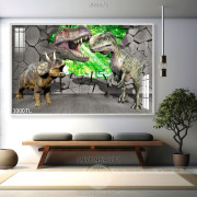 Tranh tê giác và khủng long trang trí tường