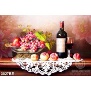 Tranh trái cây và rượu nho in kính bếp 