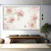 Tranh hoa hồng ngọc trai trang trí tường phòng khách
