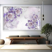 Tranh lụa 3D hoa ngọc trai trí tường đẹp