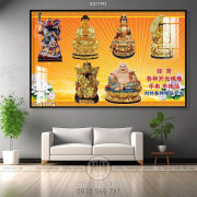 Tranh tượng các vị Phật bằng vàng