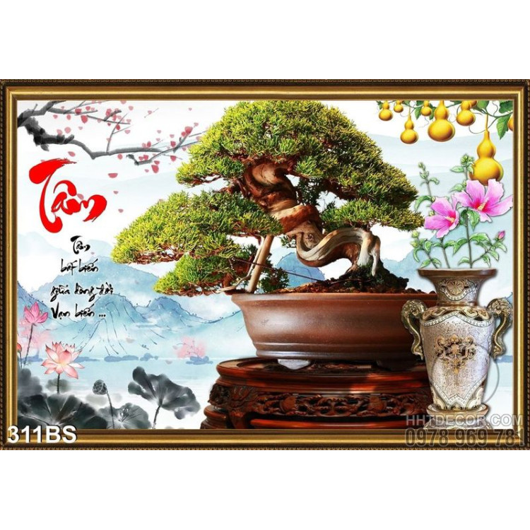 Tranh bonsai file psd  nghệ thuật
