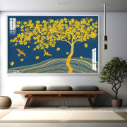 Tranh hoa vàng trang trí phòng ngủ