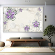 Tranh 3D hoa ngọc tím in gạch đẹp