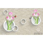 Tranh 3D hoa tulip trang trí phòng đẹp