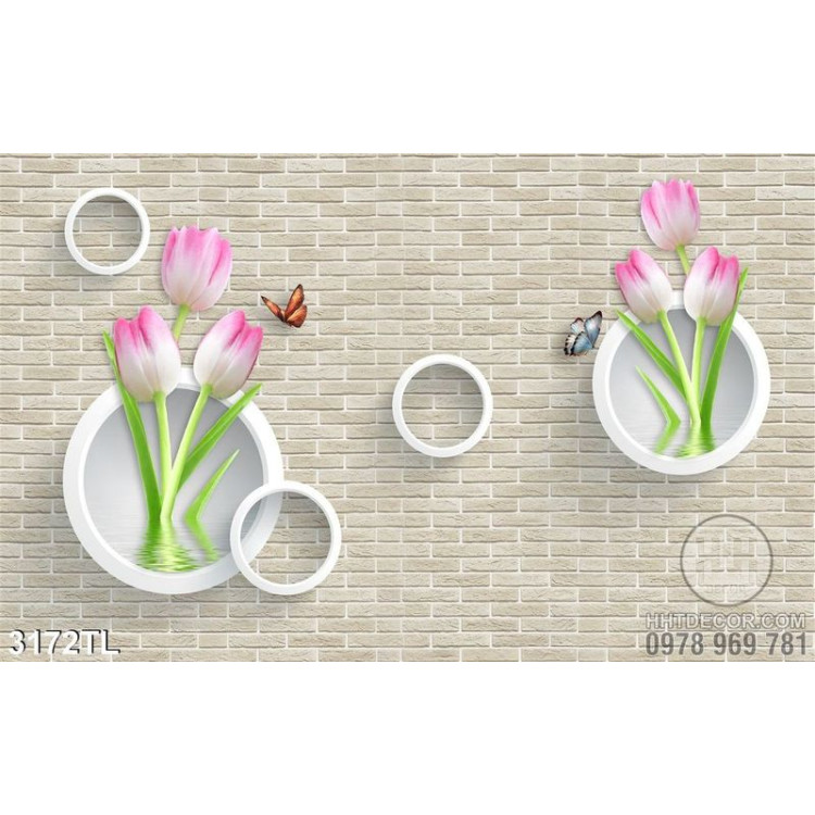 Tranh 3D hoa tulip trang trí phòng đẹp