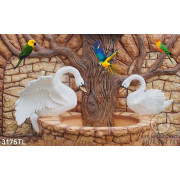Tranh 3D điêu khắc chim thiên nga trang trí phòng đẹp