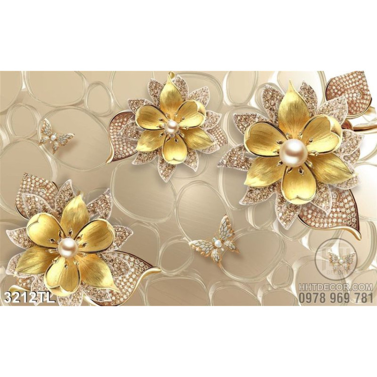 Tranh lụa 3D hoa bằng vàng, kim cương đẹp nhất hiện nay