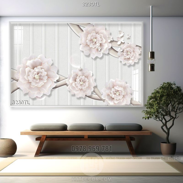 Tranh 3D hoa hồng trang trí treo tường đẹp
