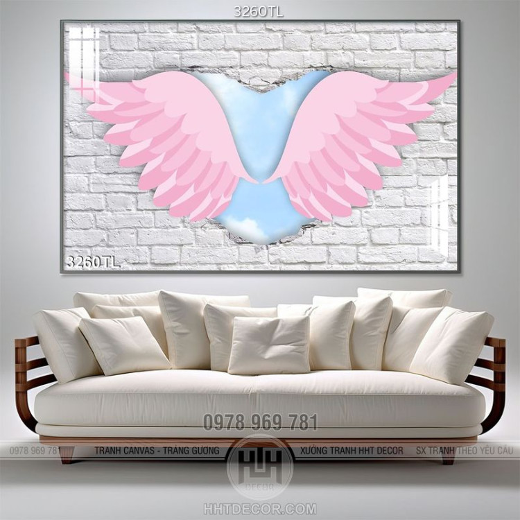 Tranh 3D đôi cánh thiên thần treo tường