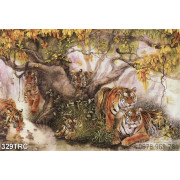 Tranh đàn hổ trong cánh rừng sương mờ in canvas