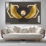 Tranh 3D điêu khắc đôi cánh thiên thần bằng vàng