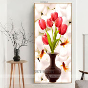 Tranh chậu hoa tulip và cá vàng