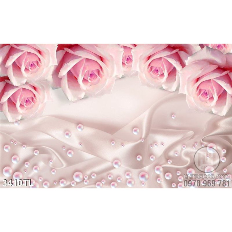 Tranh lụa 3D hoa hồng ngọc trai đẹp nhất