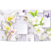 Tranh 3D hoa Vân Môn và hoa Mai đẹp 