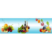 Tranh trái cây và rượu in kính bếp 