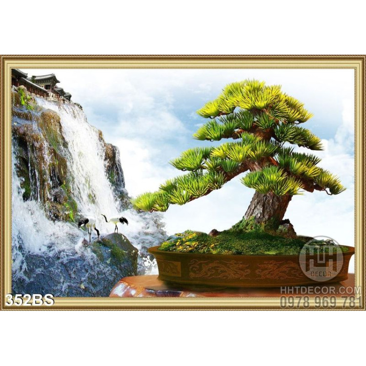  Chậu bonsai in gạch và thác nước