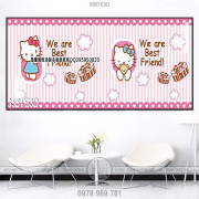 Tranh in tường trẻ em hình Hello kitty hồng psd