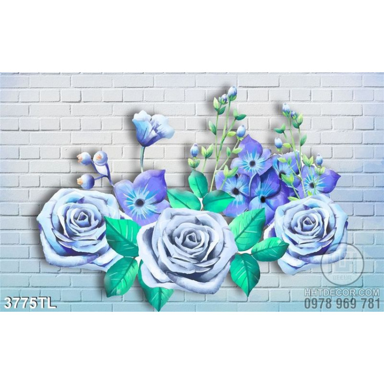 Tranh 3D hoa hồng dán tường đẹp