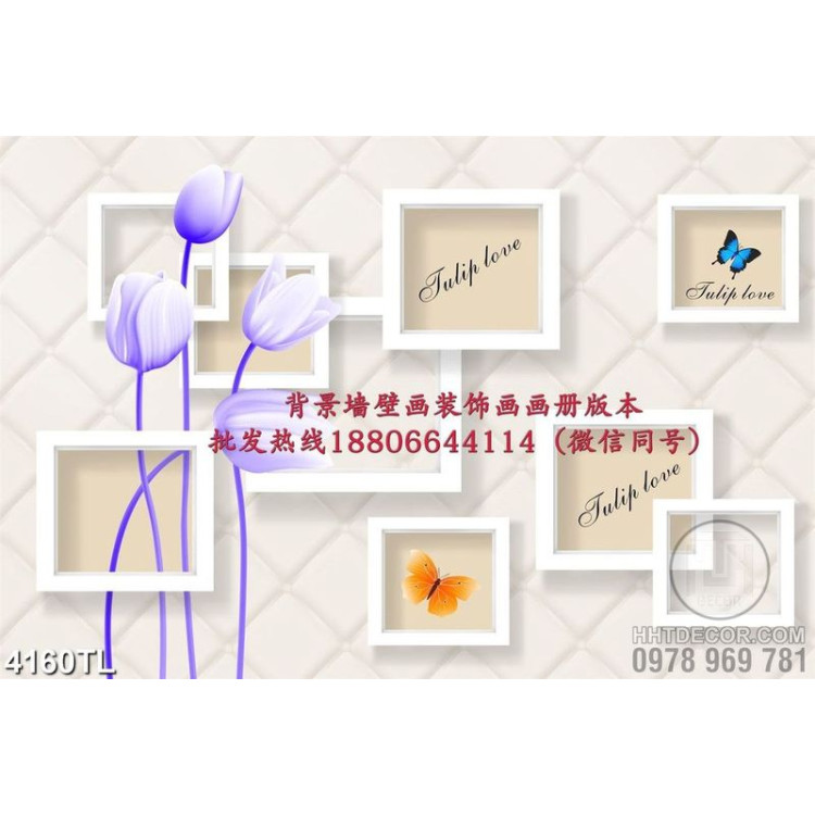 Tranh in tường hoa tulip tím psd