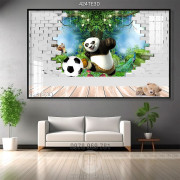 Tranh tường gấu Panda kungfu chơi bóng 